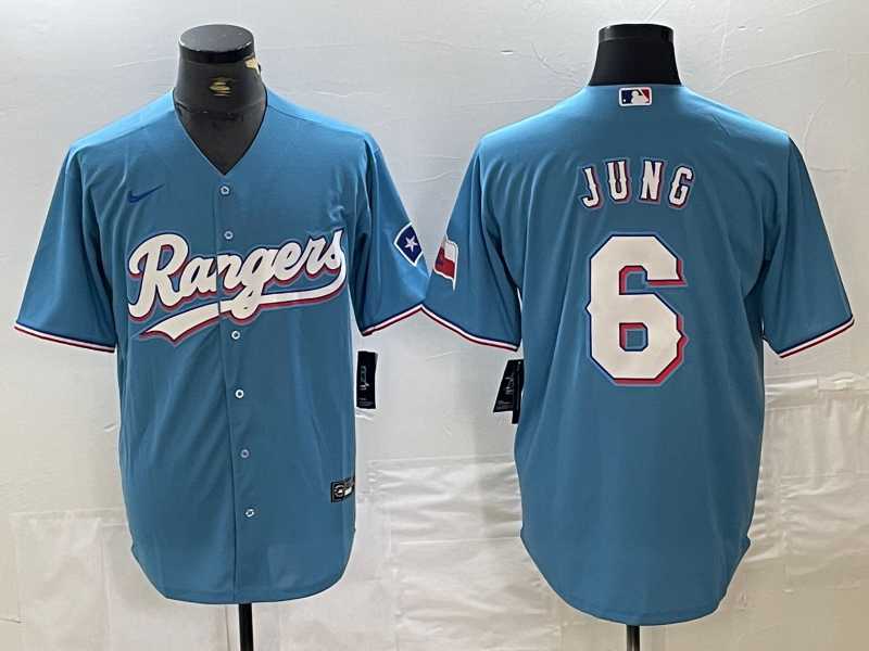 Men's Texas Rangers #6 Josh Jung Light Blue Team Logo Cool Base Jersey,We sell and wholesale Men's Texas Rangers #6 Josh Jung Light Blue Team Logo Cool Base Jersey on line form chian!